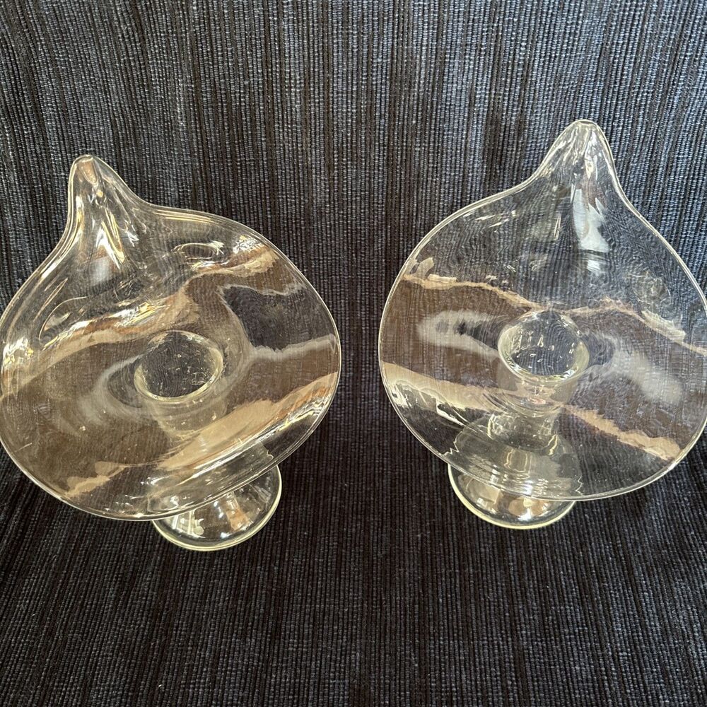 Vintage Jack in the Pulpit Calla Lily Clear Glass Bud Vase Pair 6” Y2K 60s 70s